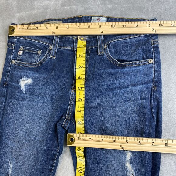 Adriano Goldschmied Womens 26R Denim Jeans Stevie Slim Straight Ankle Distressed - Picture 3 of 9